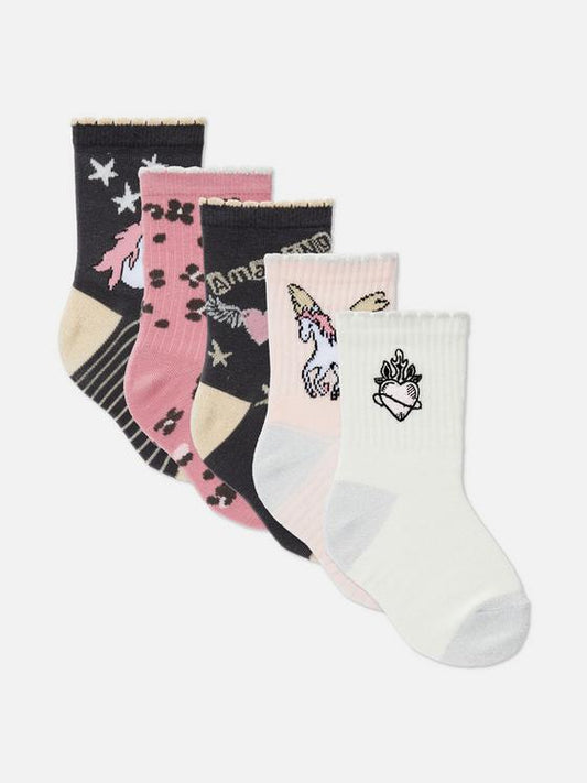 5pk Ribbed Unicorn Ankle Socks