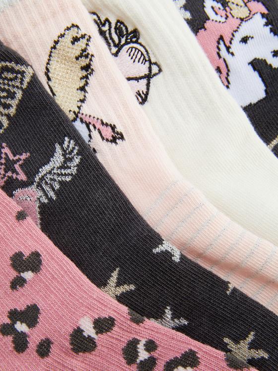 5pk Ribbed Unicorn Ankle Socks