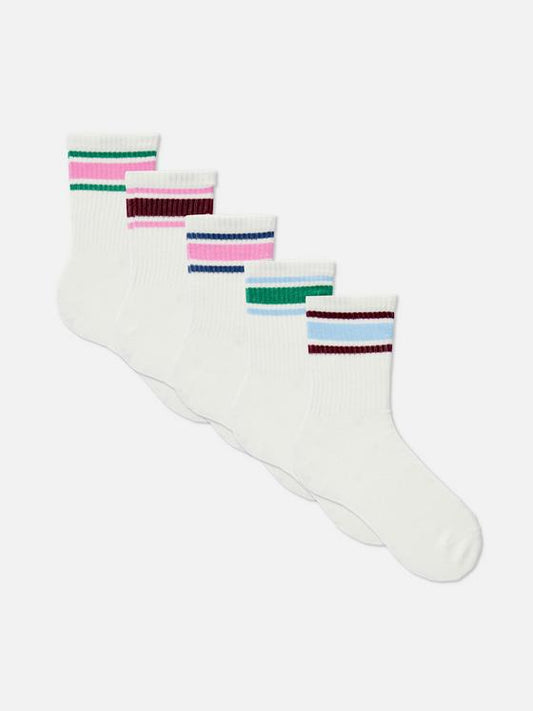 5pk Stripe Ribbed Sport Socks