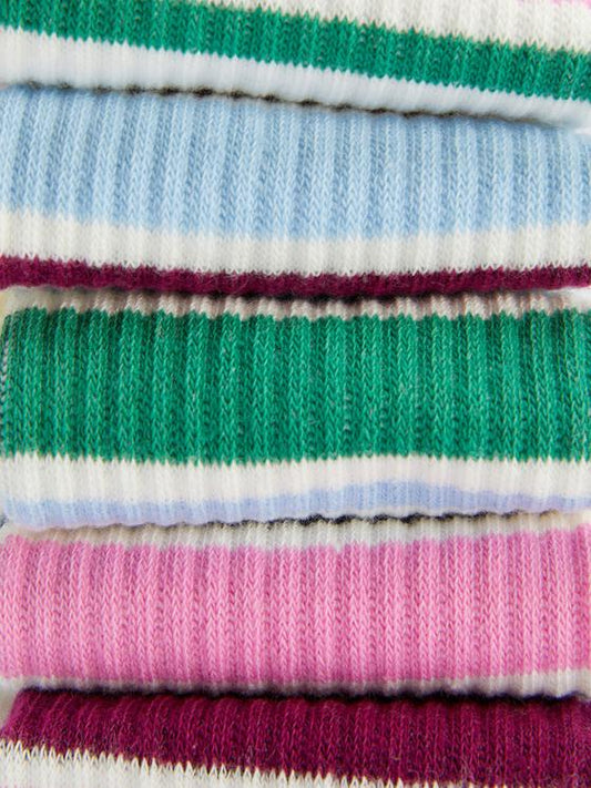 5pk Stripe Ribbed Sport Socks