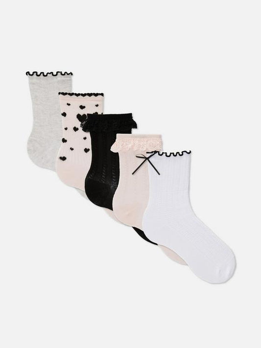 5pk Applique Ankle Socks