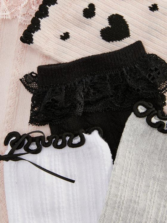 5pk Applique Ankle Socks