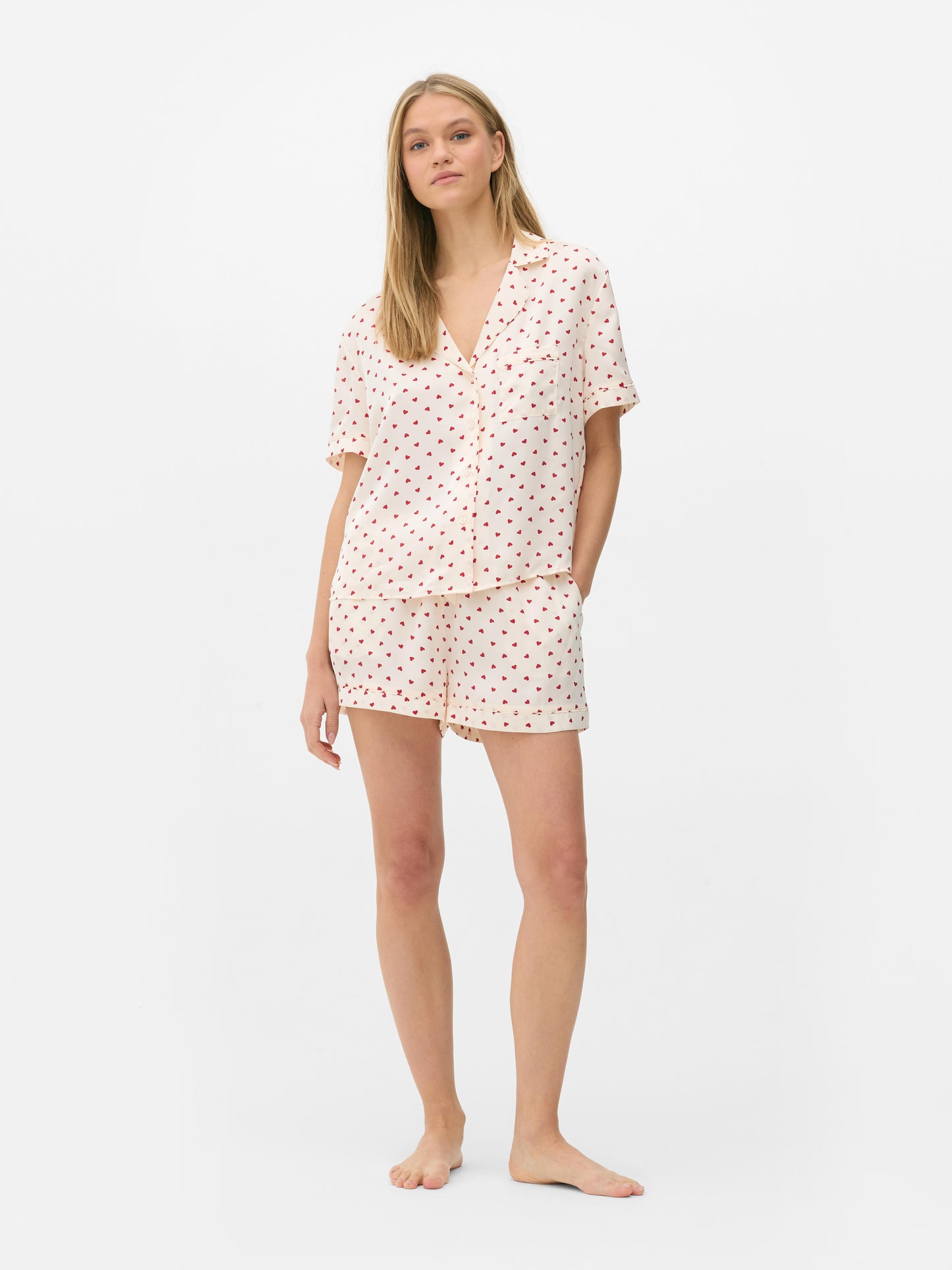 Satin Pyjama Shirt and Shorts Set