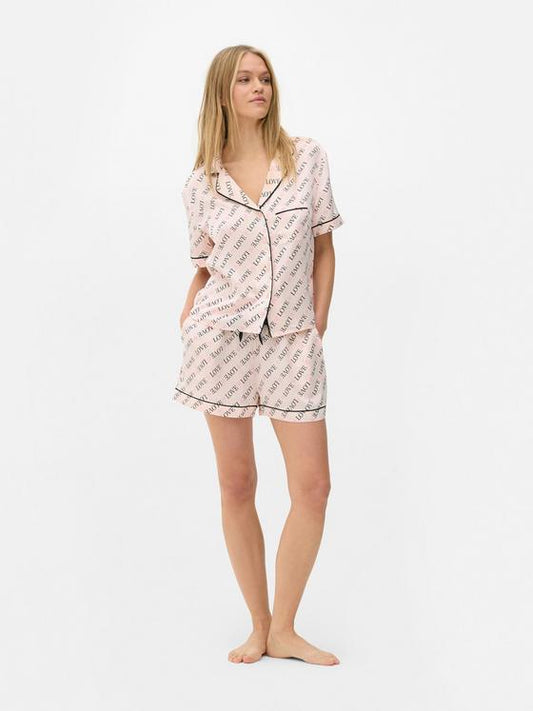 Satin Pyjama Shirt and Shorts Set