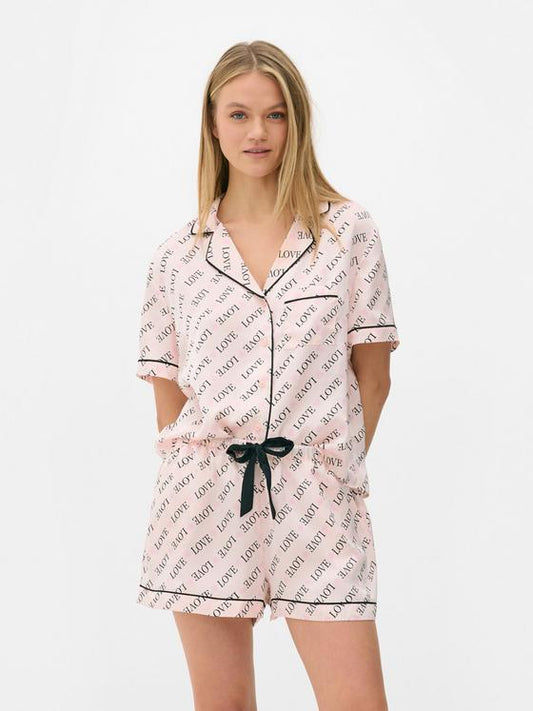 Satin Pyjama Shirt and Shorts Set