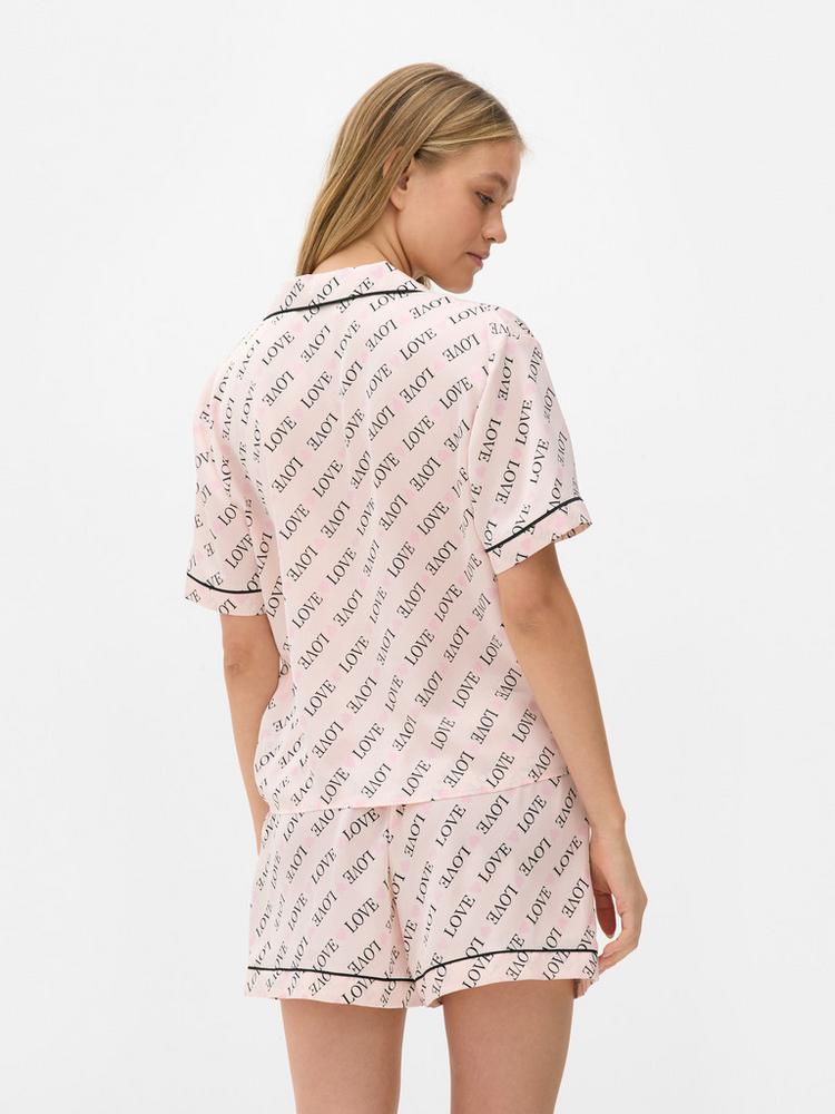 Satin Pyjama Shirt and Shorts Set