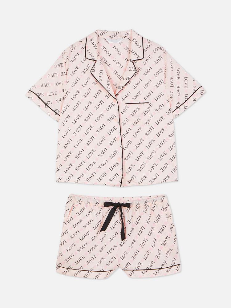 Satin Pyjama Shirt and Shorts Set