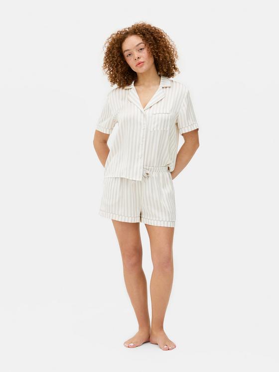 Satin Pyjama Shirt and Shorts Set