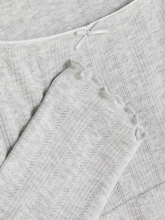 Pointelle Lettuce Trim Pyjama Top