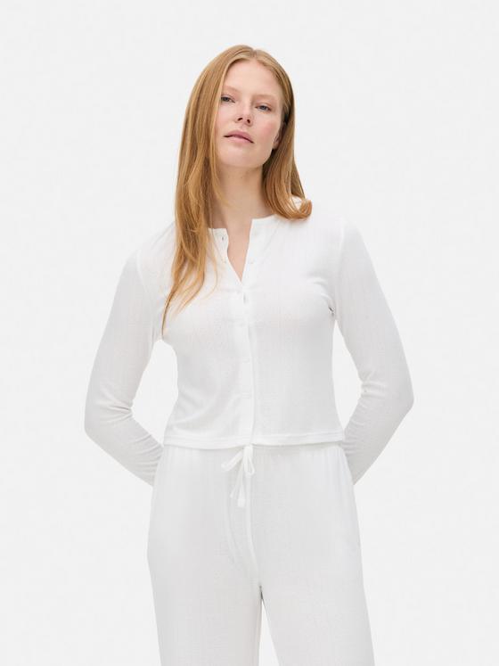 Pointelle Long Sleeve Pyjama Top