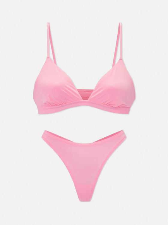 Non-Padded Triangle Bra and Thong Underwear Set