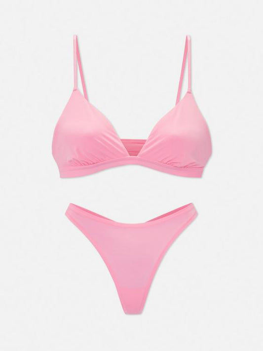 Non-Padded Triangle Bra and Thong Underwear Set
