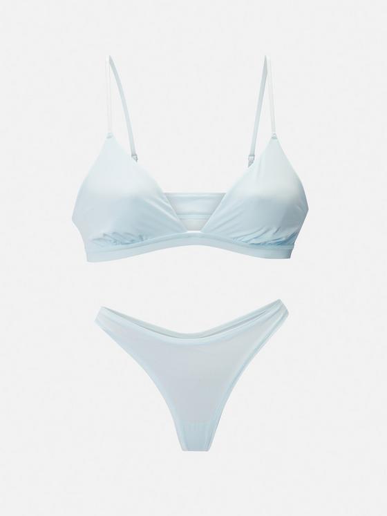 Non-Padded Triangle Bra and Thong Underwear Set