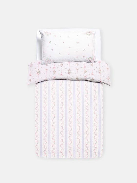 Ditsy Ribbon Stripe Single Duvet Cover Set