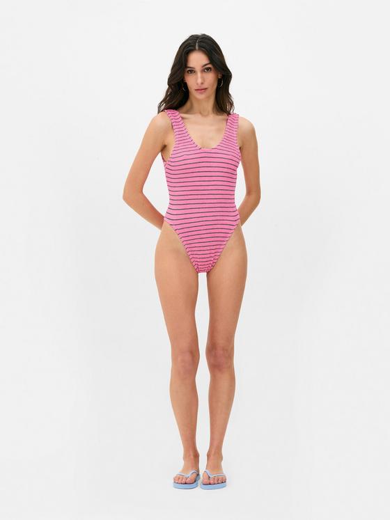 Striped Scoop back Swimsuit