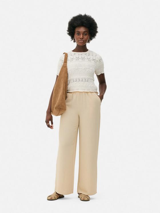 Pull On Wide Leg Trousers