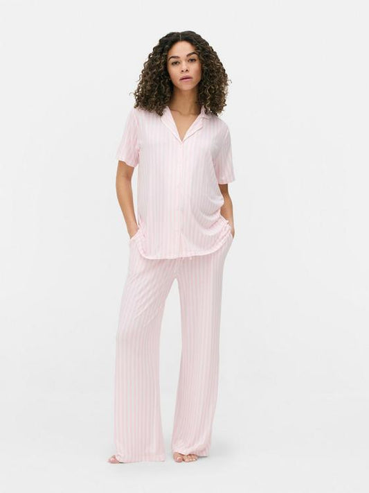 Maternity Striped Nightshirt and Trousers Set