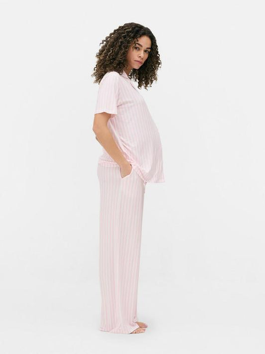 Maternity Striped Nightshirt and Trousers Set