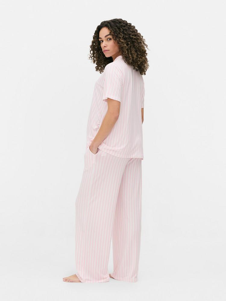 Maternity Striped Nightshirt and Trousers Set