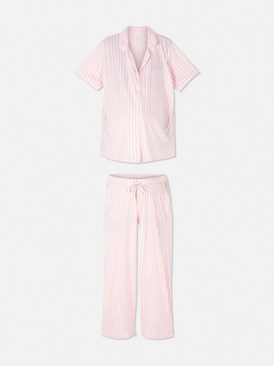 Maternity Striped Nightshirt and Trousers Set