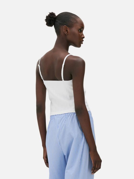 Pointelle Cropped V-Neck Pyjama Cami