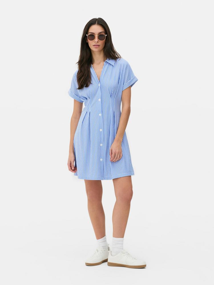 Striped Mini Shirt Dress