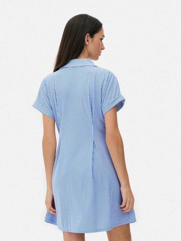 Striped Mini Shirt Dress