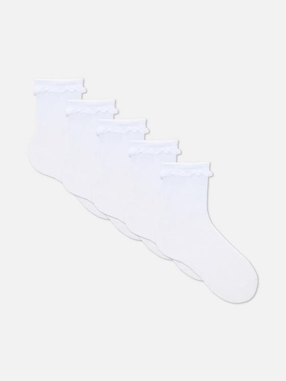5pk Frill Trim Ankle Socks