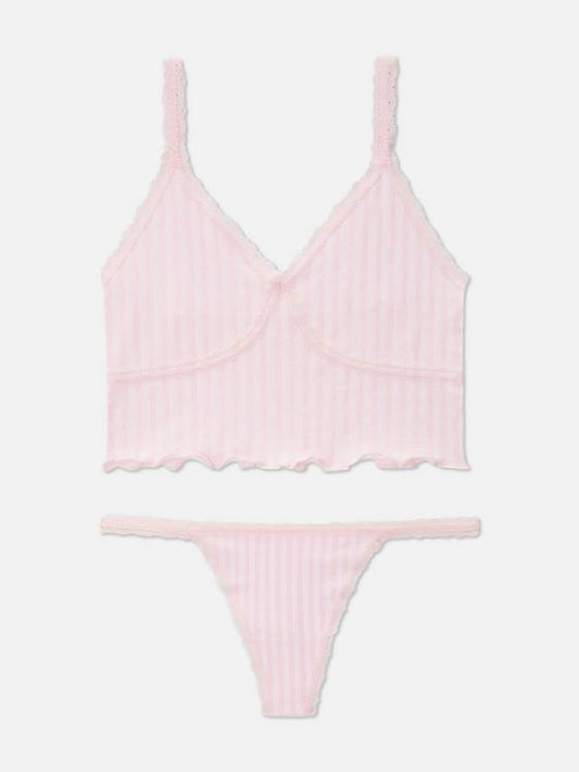 Pointelle Bralette and Thong Set