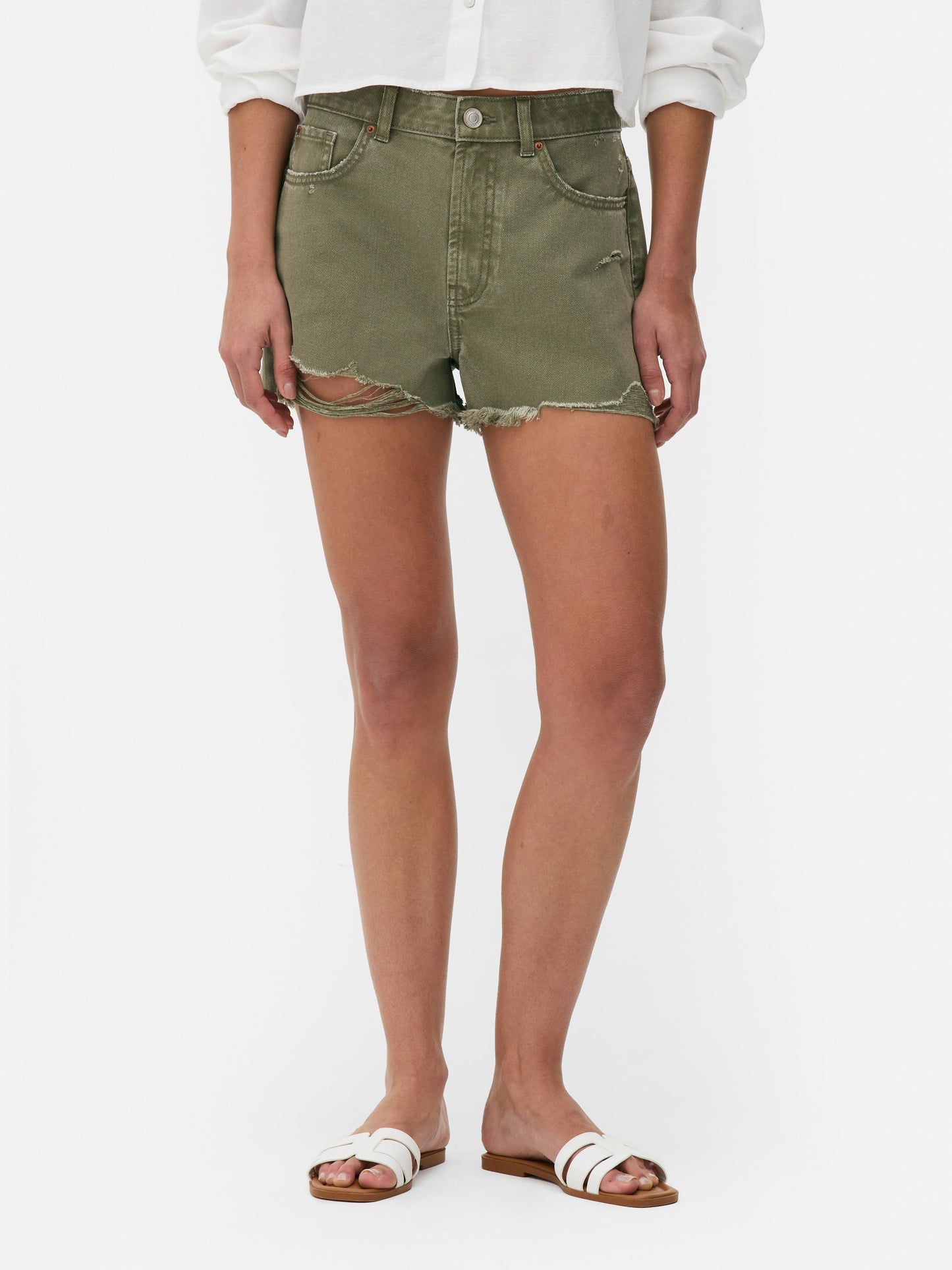 Ripped Denim Shorts