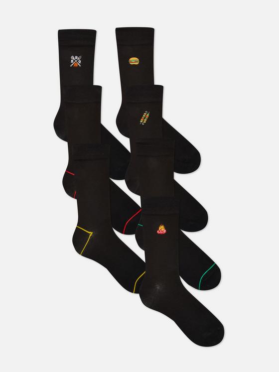 7pk Embroidered Socks