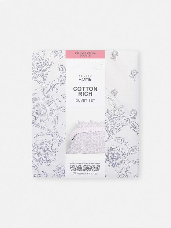 Reversible Block Floral Double Duvet Cover Set
