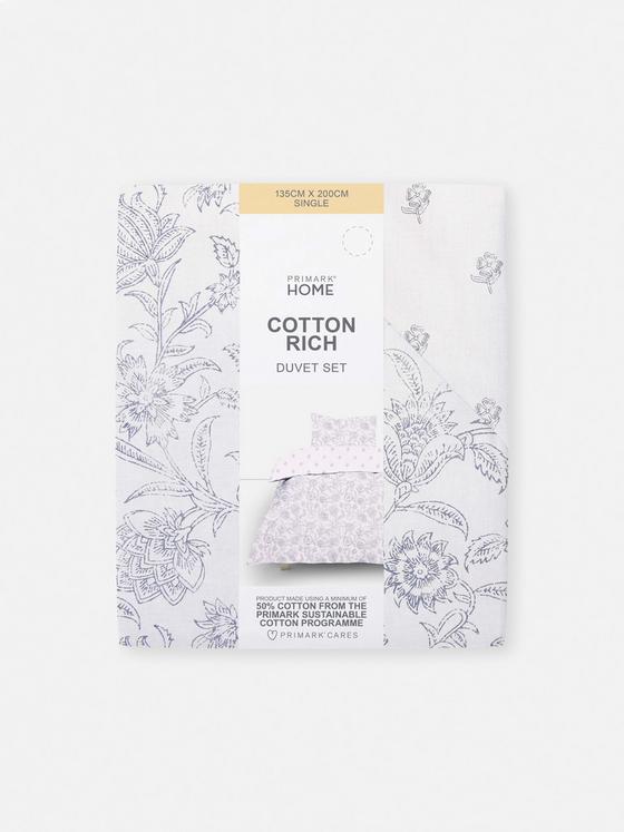 Reversible Block Floral Single Duvet Cover Set