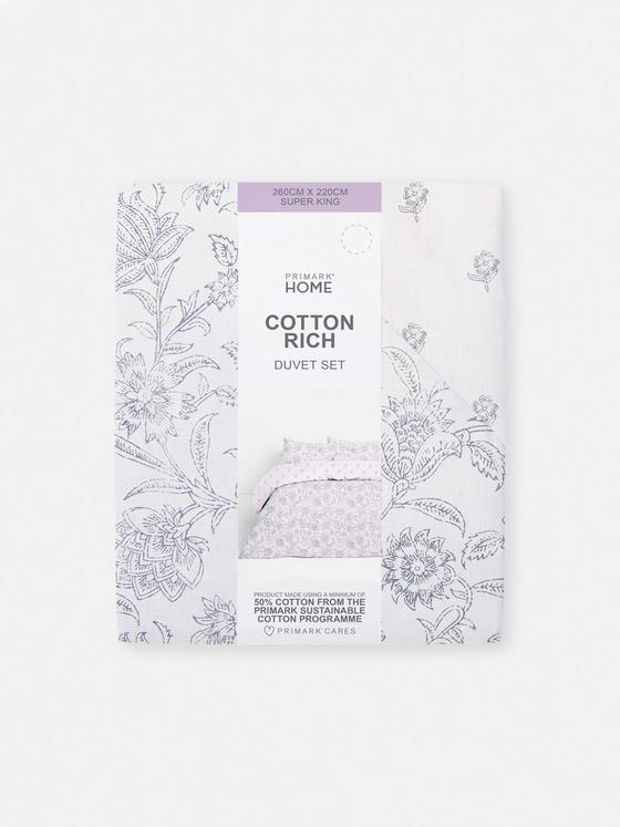 Reversible Block Floral Super King Duvet Cover Set