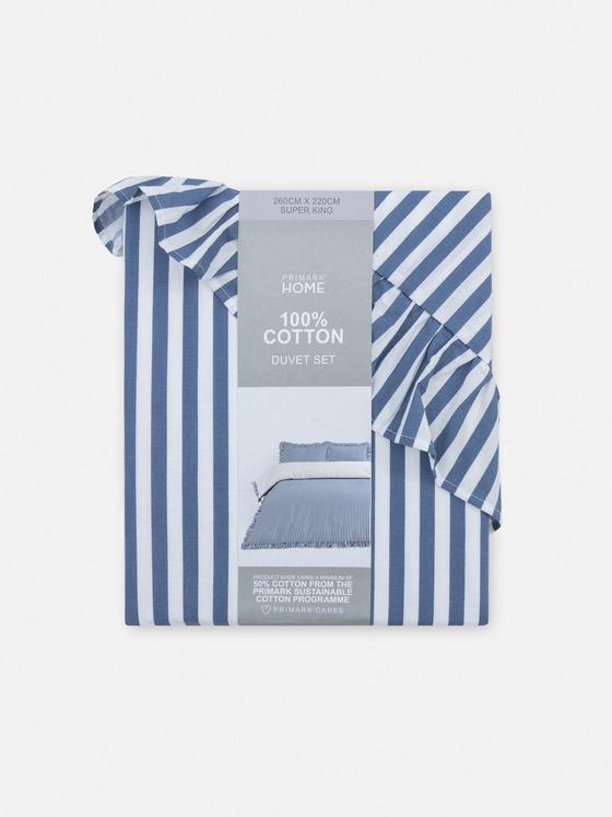 Striped Frill Super King Duvet Cover Set