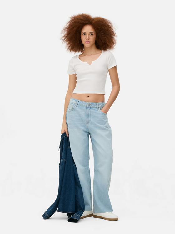 Ribbed Henley T-Shirt