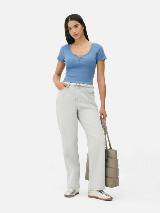 Ribbed Henley T-Shirt