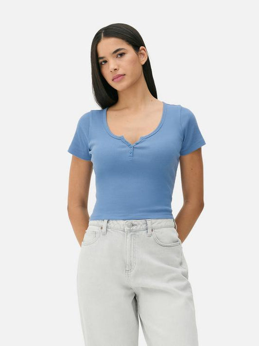 Ribbed Henley T-Shirt