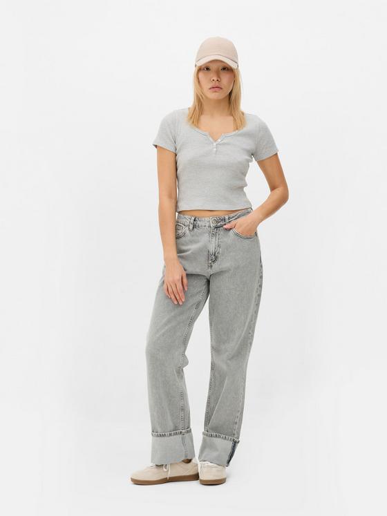 Ribbed Henley T-Shirt