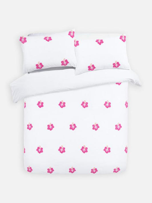 Tufted Hibiscus Double Duvet Cover Set