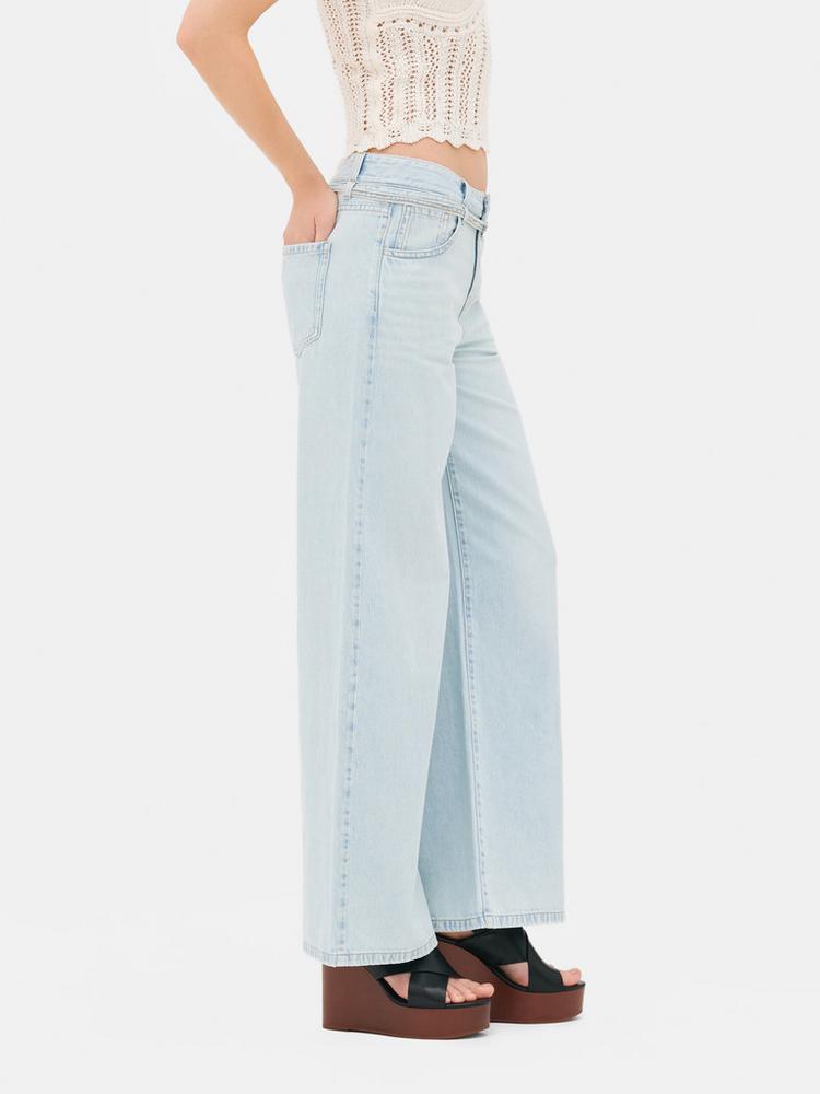 Rita Ora Belted Wide Leg Jeans
