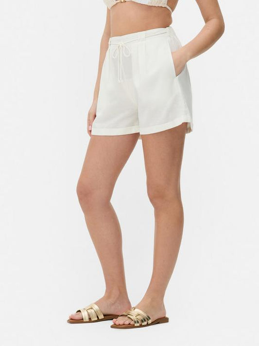 Cotton Blend Tie Shorts