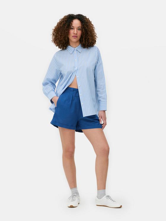 Cotton Blend Tie Shorts