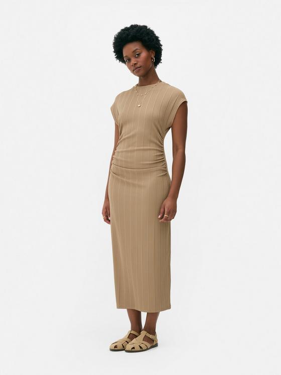 Ruched Rib Midi Dress