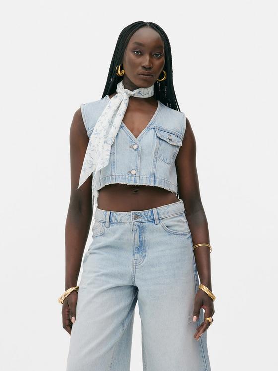 Rita Ora Denim Waistcoat