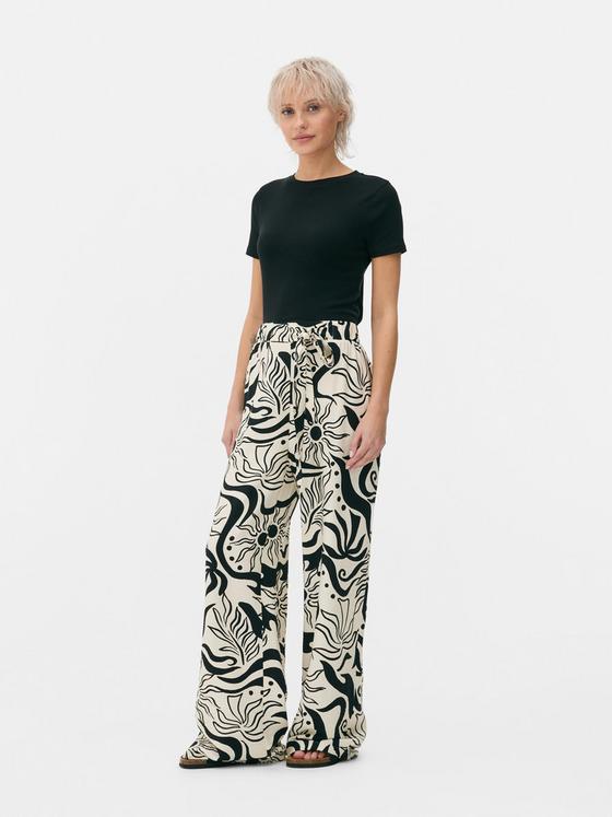 Printed Wide Leg Palazzo Trousers