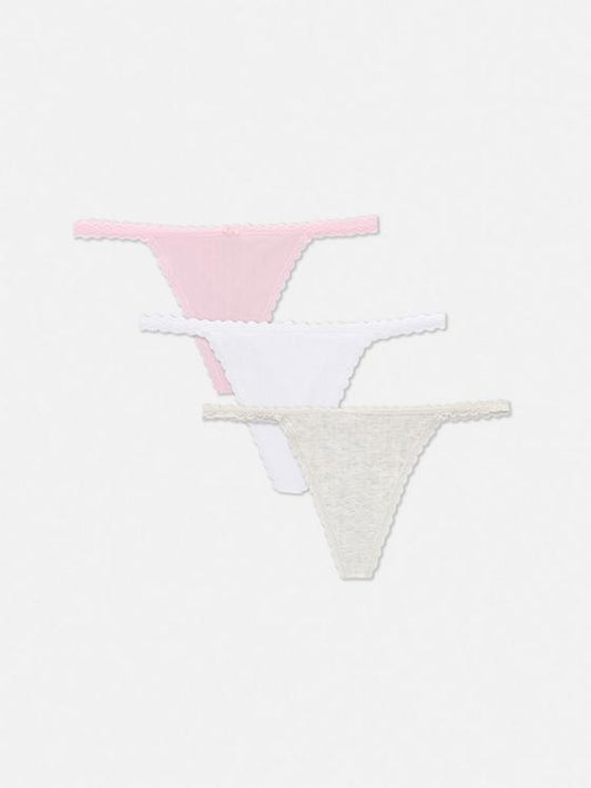 3pk Lace Detail String Thongs