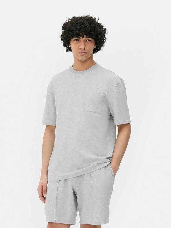 Textured Short Sleeved Tee with Chest Pocket