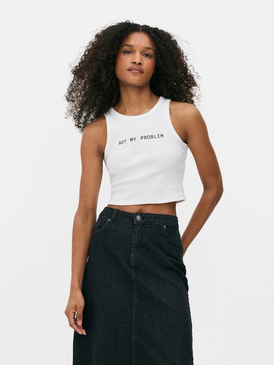 Cropped Slogan Racer Back Vest