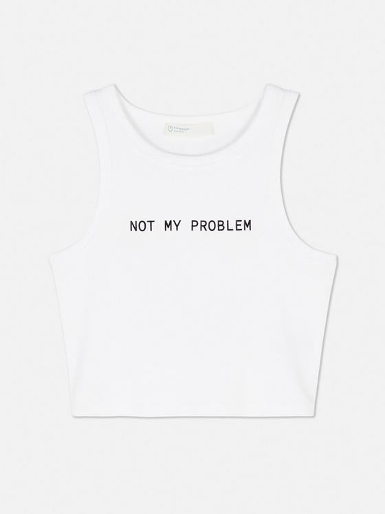 Cropped Slogan Racer Back Vest